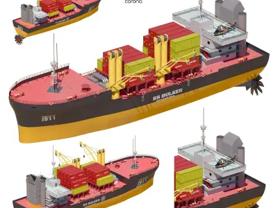 merchant ship Low-poly 3D model