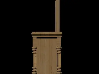 Wide Wooden Dresser Free low-poly 3D model