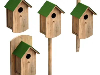 Wooden birdhouse 3D model