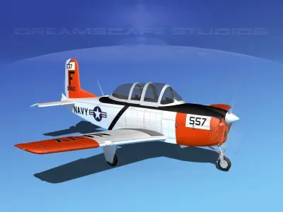 Beechcraft T-34 Mentor V12 USN 3D model
