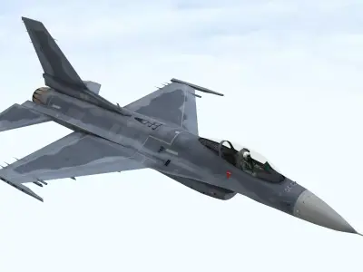 Fighter Jet Flying In Sky Plane V09 Low Poly 3D Model Low-poly 3D model