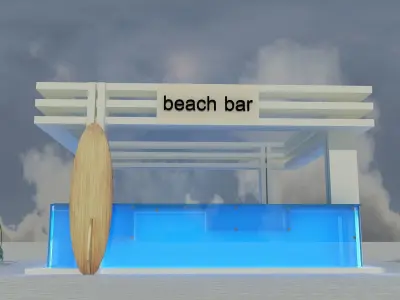 Beach Bar Area a85 White  3D model
