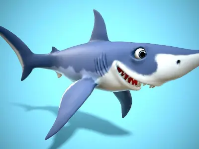 cartoon mako shark Low-poly 3D model