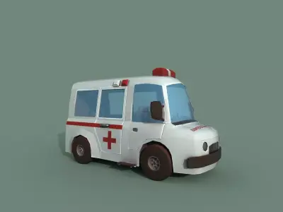 Ambulance cartoon Low-poly 3D model