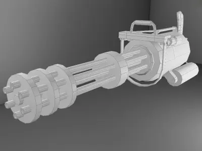 Minigun Low Poly grenade launcher Low-poly 3D model