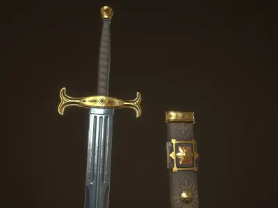 Royal Sword with scabbard Low-poly 3D model