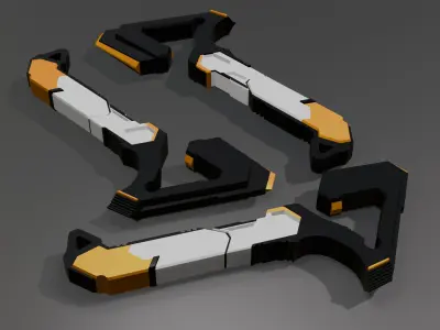 Tomahawk - black and yellow Low-poly 3D model