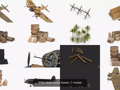 WW2 Afrika Korps Assets 3D Model Collection