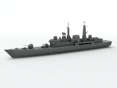  Type 42 Destroyer Military Ship Low-poly 3D model