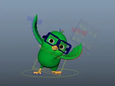 Cartoon Bird Glasses Low-poly 3D model