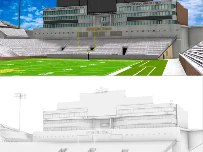 Bobby Dodd Stadium Low-poly 3D model