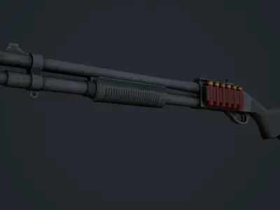 Remington 870 Low Poly Mobile Ready Low-poly 3D model