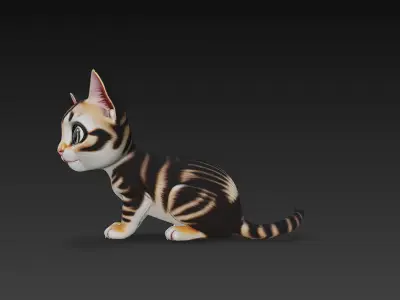 Cat Kitten Realistic 3D Model Basic - Low Poly Realistic Low-poly 3D model