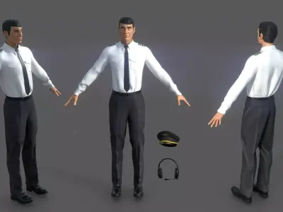 Airline captain Low-poly 3D model