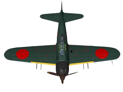 A6M5c Zero fighter Type 52 hei 3D model