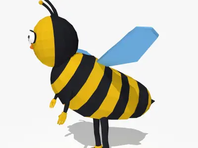Cartoon Bee in Low Poly Style Low-poly 3D model