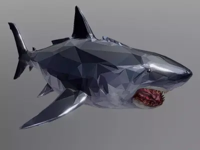 Dark Shark Low Polygon Art Ocean Fish Low-poly 3D model