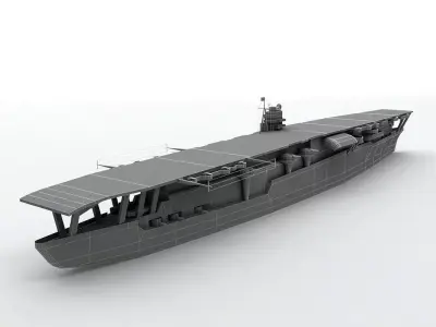  Akagi Aircraft Carrier Ship WWII Low-poly 3D model