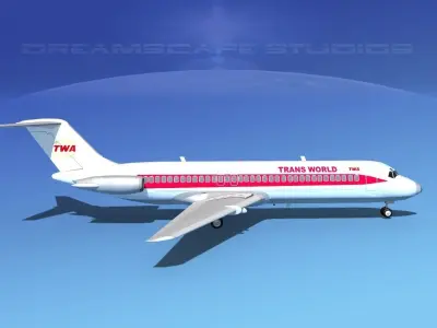 Douglas DC-9-30 TWA 3D model