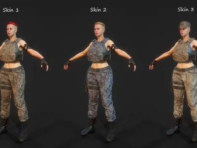 Fighting Girl 3 Low-poly 3D model