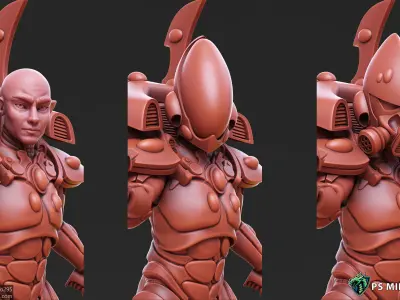 Space Elf Male Soldier Pose 1 - 8 Variants 3D print model