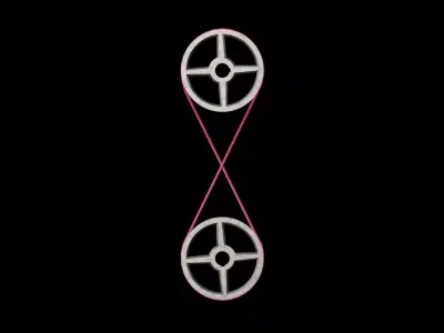 Mechanical Pulley Animated 2 3D model