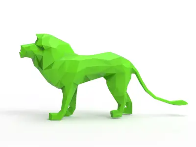 Low poly standing lion Low-poly 3D model