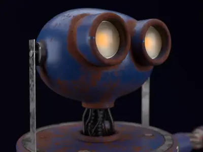 Vintage old style textured Machine Robot 3D model