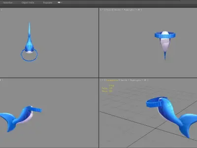 Cartoon shark tail - decoration Low-poly 3D model