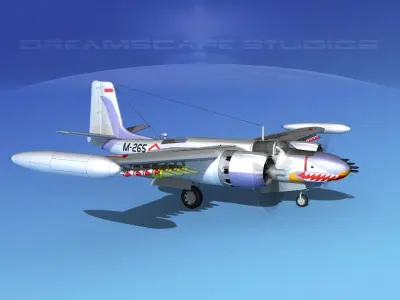 Douglas A-26K Invader Indonesia 3D model