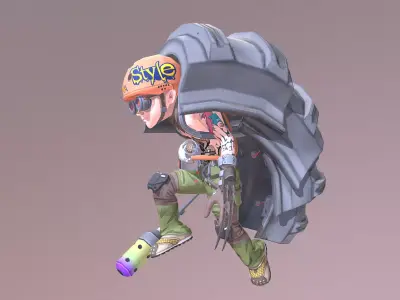 CYBORG BOY URBAN WARRIOR Jumpp Roll Attack 3D model