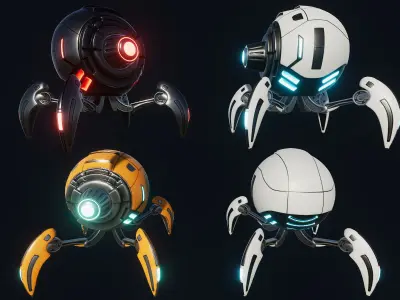 Spider Insect Robots Low-poly 3D model