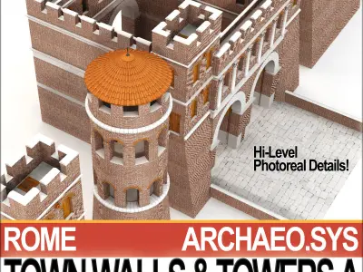 Ancient Roman Town Walls And Towers A 3D model