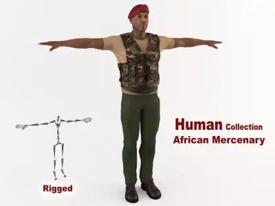 African Mercenary Low-poly 3D model