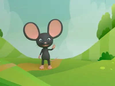 Cartoon Rat Rigged 3D Low-poly 3D model