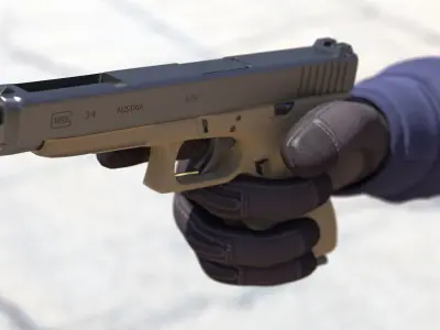 Glock G34 Semi Auto Pistol Desert Tan 3D model