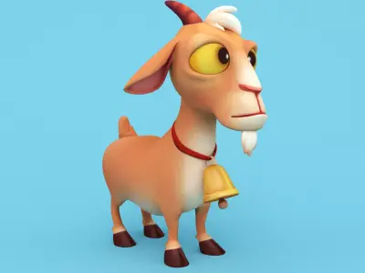 Goat Cartoon Low Poly Low-poly 3D model