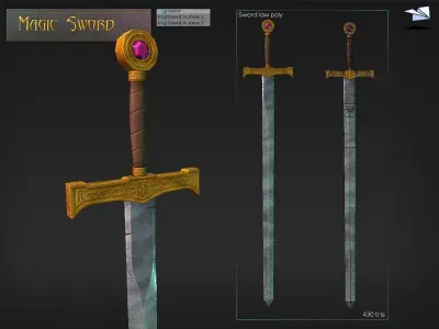 Excalibur Sword Low-poly 3D model