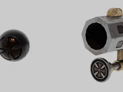 OB 00 01 vampire hunter auxiliary pistol Low-poly 3D model