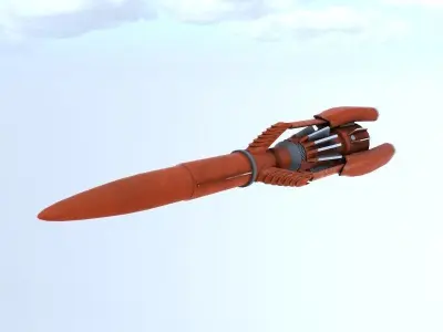 Thunderbird orange missile flying in sky Low-poly 3D model