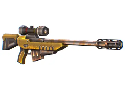 LowPoly Cartoon Sci-Fi Sniper Rifle Future Low-poly 3D model