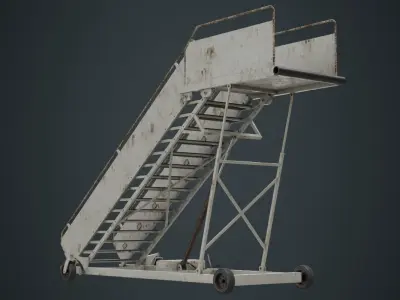 Airplane Stairs 1B Low-poly 3D model