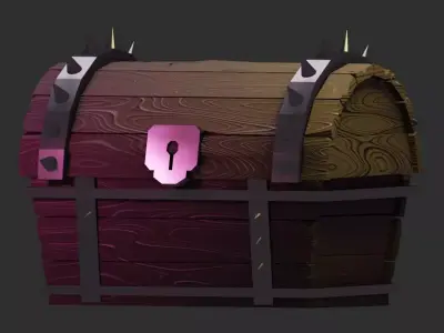 Treasure chest 3 Low-poly 3D model
