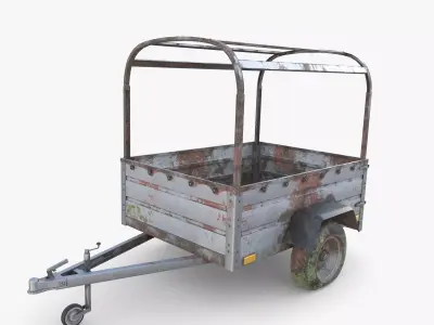 Cargo Trailer v2 weathered Low-poly 3D model