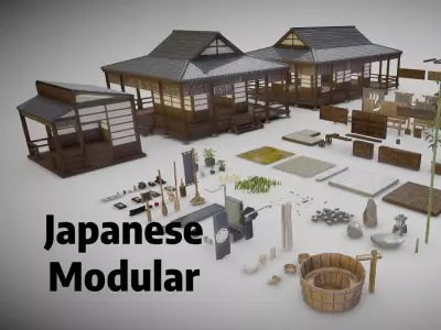 Japanese Modular Low-poly 3D model