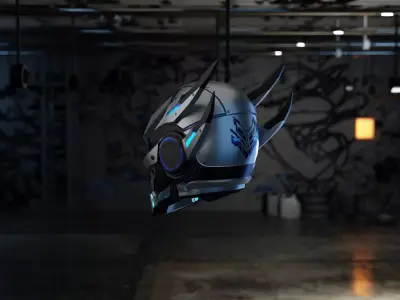 Cyber Mecha Concept Helmet Low-poly 3D model
