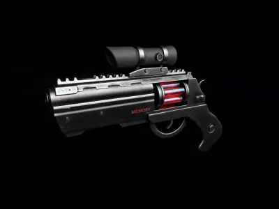 Futuristic revolver Low-poly 3D model