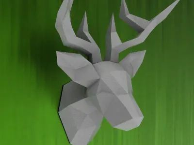 Deer trophy  PDF papercraft DIY origami template low poly 3D model