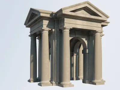 Tuscan order Arched portico in with freestanding column 3D model
