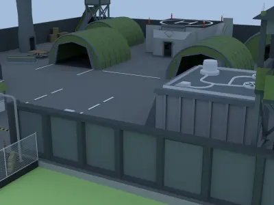 Military Base - Low Poly Style Low-poly 3D model